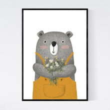 Load image into Gallery viewer, Bear with Flowers Print