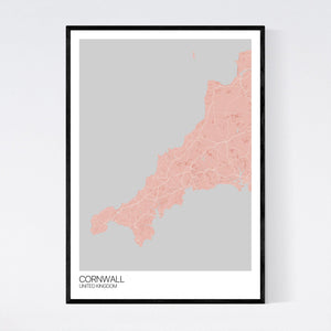 Cornwall Region Map Print
