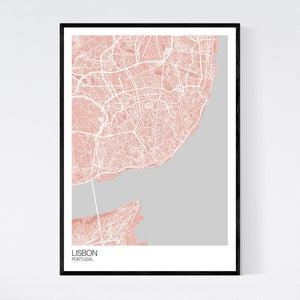 Lisbon City Map Print