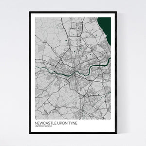 Newcastle upon Tyne City Map Print