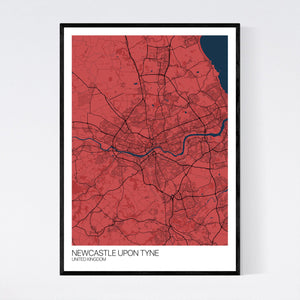 Newcastle upon Tyne City Map Print