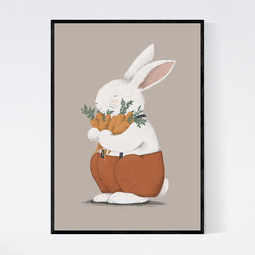 Cute Bunny with Carrots Print