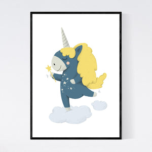 Magical Unicorn on a Cloud Print