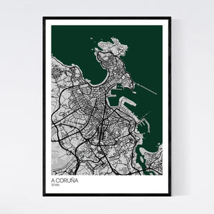A Coruña City Map Print