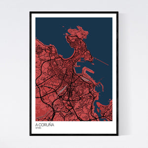A Coruña City Map Print
