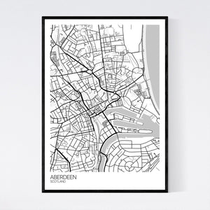 Aberdeen City Centre City Map Print
