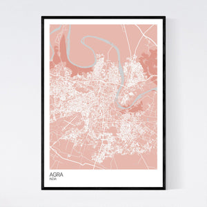 Agra City Map Print