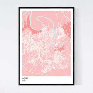 Agra City Map Print