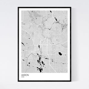 Akron City Map Print