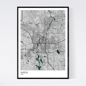 Akron City Map Print