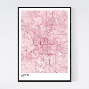 Akron City Map Print