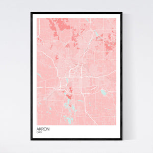 Akron City Map Print