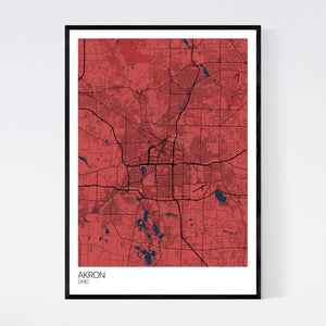 Akron City Map Print