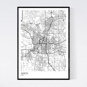 Akron City Map Print