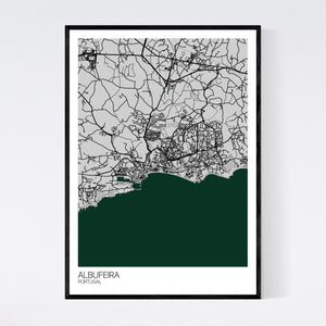 Albufeira Town Map Print