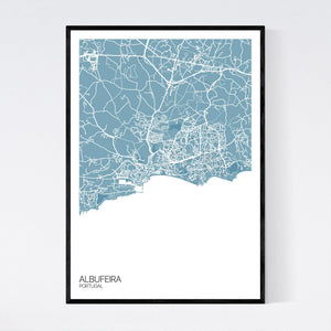 Albufeira Town Map Print