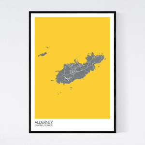 Alderney Island Map Print