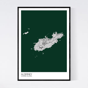 Alderney Island Map Print