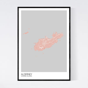 Alderney Island Map Print