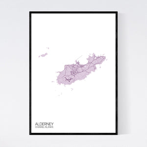 Alderney Island Map Print