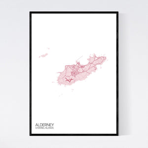 Map of Alderney, Channel Islands