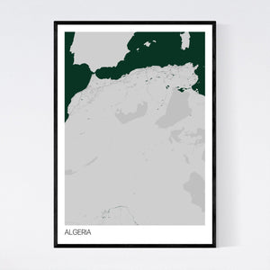 Algeria Country Map Print