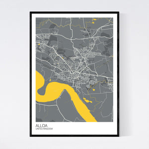 Alloa City Map Print