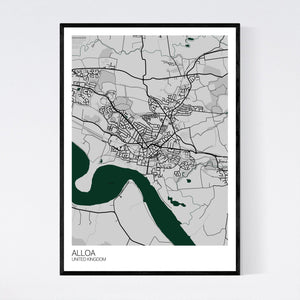 Alloa City Map Print