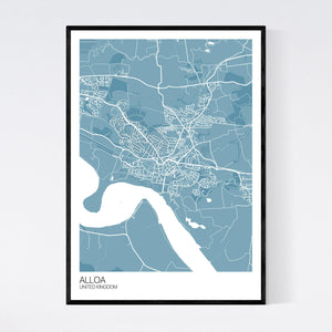 Alloa City Map Print