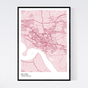 Alloa City Map Print