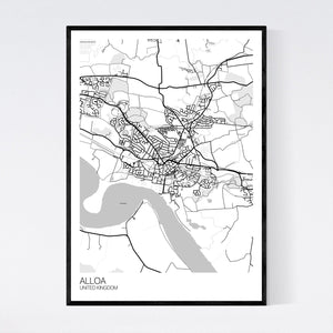 Alloa City Map Print