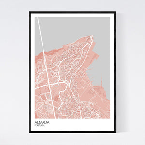 Map of Almada, Portugal