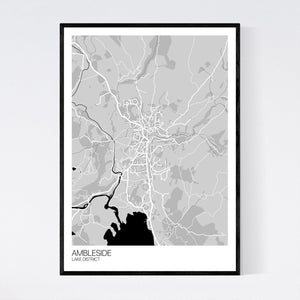 Ambleside Town Map Print