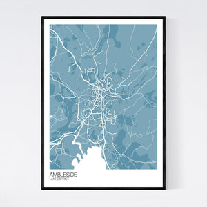 Ambleside Town Map Print