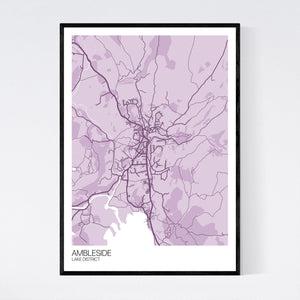 Ambleside Town Map Print