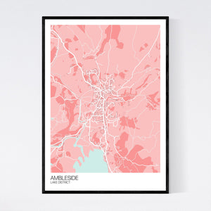 Ambleside Town Map Print