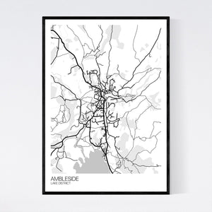 Ambleside Town Map Print