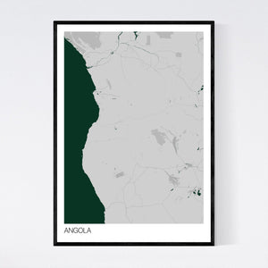Angola Country Map Print