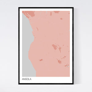 Angola Country Map Print
