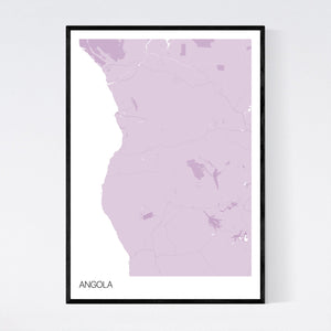 Angola Country Map Print