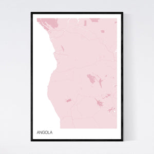Angola Country Map Print