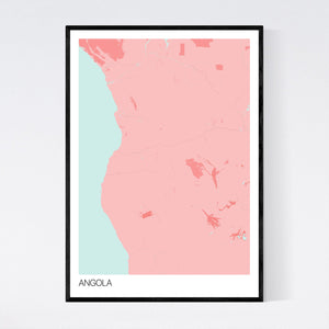 Angola Country Map Print