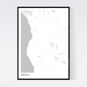 Angola Country Map Print