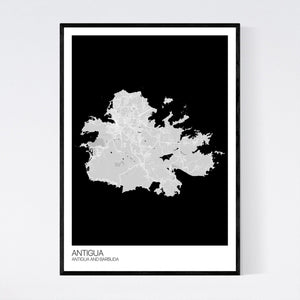 Antigua Island Map Print