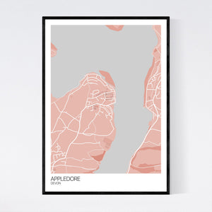 Appledore Town Map Print
