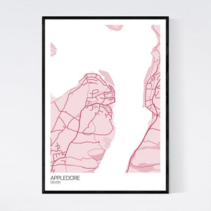 Appledore Town Map Print