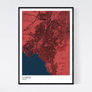 Athens City Map Print