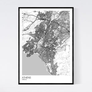 Athens City Map Print