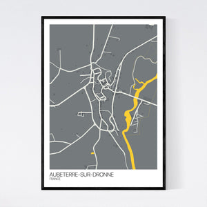 Aubeterre-sur-Dronne Town Map Print