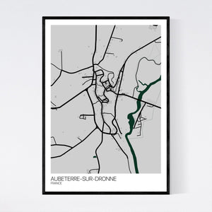 Aubeterre-sur-Dronne Town Map Print